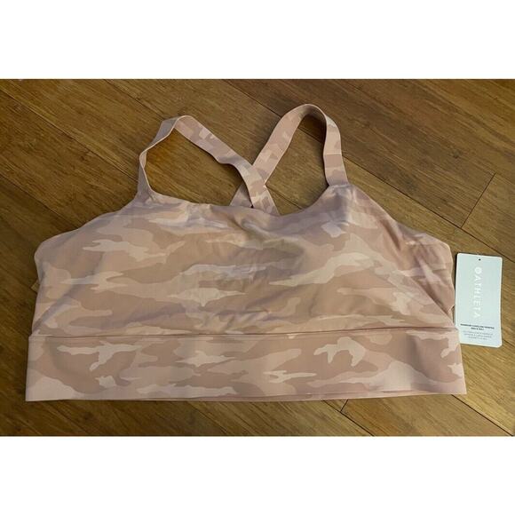 NWT Athleta Pink Camo Warrior Longline Sports Bra Size 3X D-DD+ Cross Over $59 - Picture 3 of 6